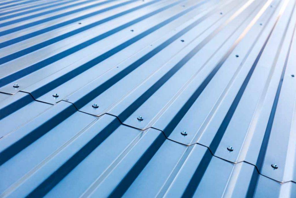 Blue Corrugated Metal Roof With Rivets