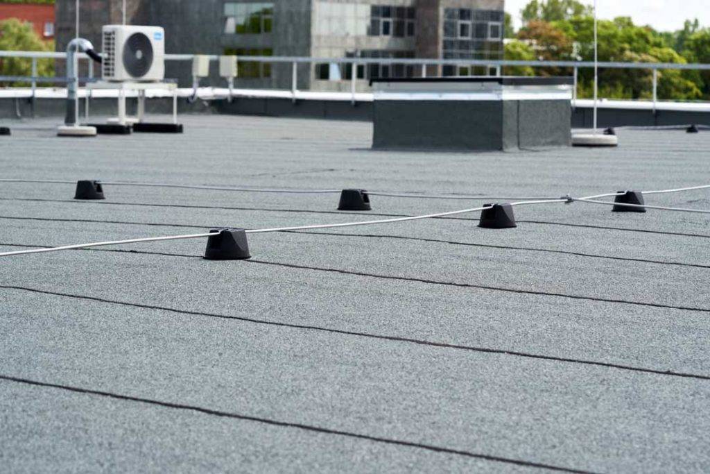 Flat Roof Protective Covering With Bitumen Membrane For Waterproofing